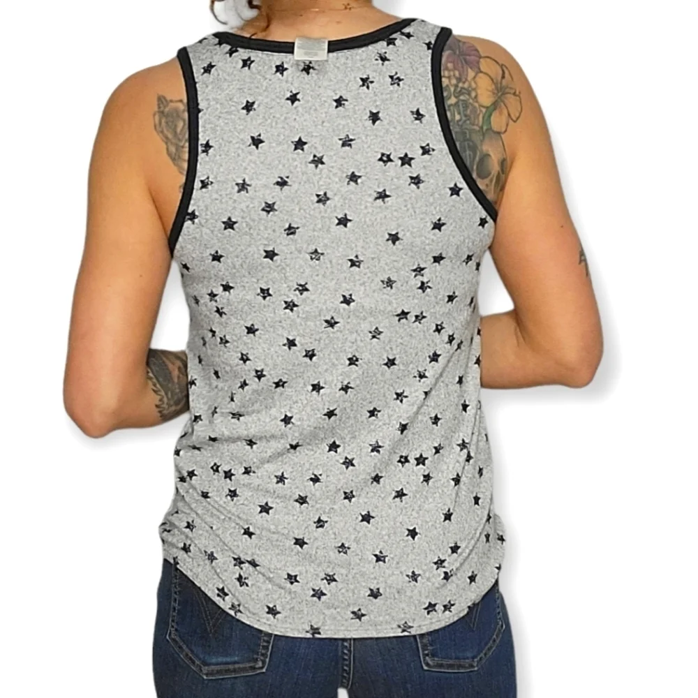 Lucky Brand Stars Tank Top Small Grey Blue - Picture 3 of 3